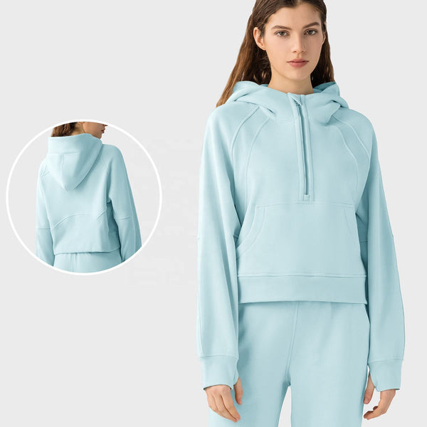 Women Oversized Hoodies Fleece Quarter Zip Outdoors Pullovers